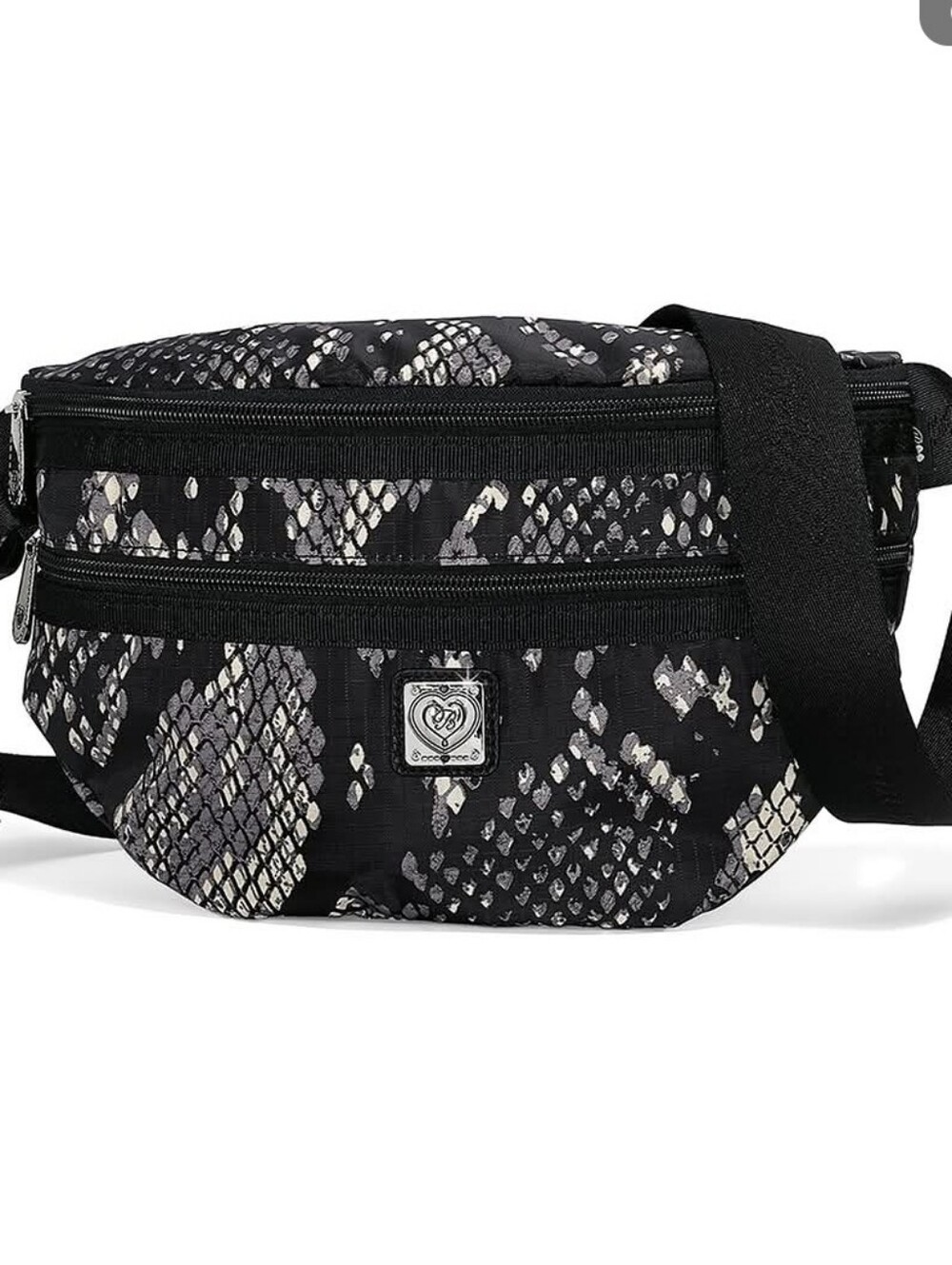 Brighton Black and Cream Snake Print Mini Bag Fanny Pack NWOT